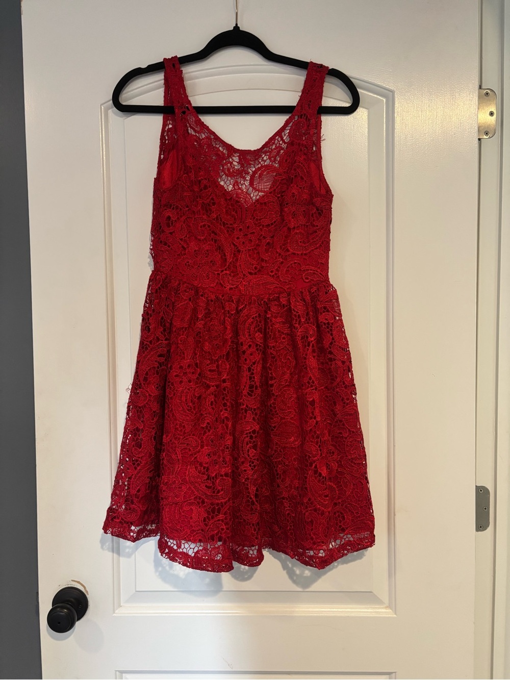 Red Lace Sleeveless Kids Dress